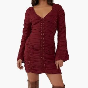 FREE PEOPLE western romance long sleeve mini dress